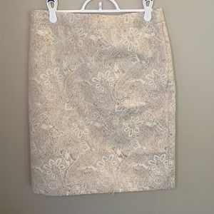 J. Crew Metallic Ivory Pencil Skirt
